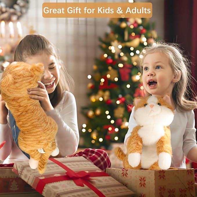 19 inch 3 lbs Cat Weighted Stuffed Animals, Realistic Weighted Cat Stuffed Animal, Sensory Comfort Plush Throw Pillow, Soft Kawaii Kitty Plush Toy Gift for Adults Kids Youth-PurrikoPets