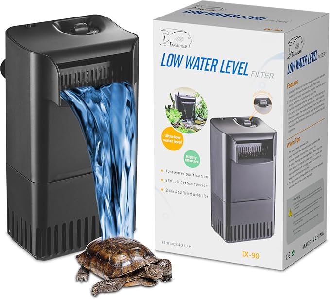 222GPH 10W Turtle Tank Filter Aquarium Filter Power Adjustable 10-40 Gal. Small Internal Filter 3-Stage Waterfall Bio-Filtration Quiet Low Water Level for Freshwater Saltwater Fish Tank Easy to Clean-PurrikoPets