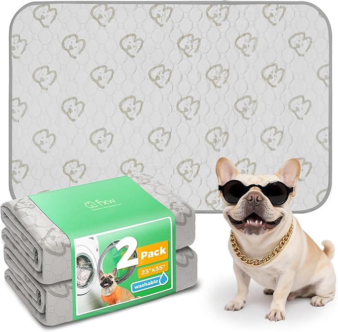 FXW Washable Pee Pads for Dogs, Puppy Pads with Super Absorbent, Specifically Designed for 36inch Cages, 35" × 23" Rectangle, Khaki, 2 Packs-PurrikoPets