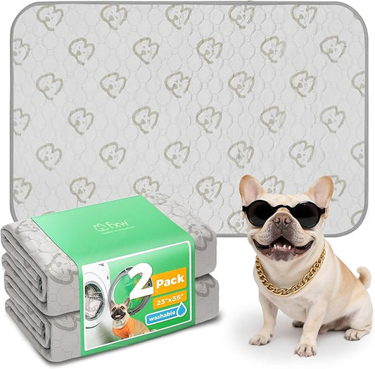 FXW Washable Pee Pads for Dogs, Puppy Pads with Super Absorbent, Specifically Designed for 36inch Cages, 35" × 23" Rectangle, Khaki, 2 Packs-PurrikoPets