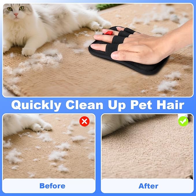 AIERSA 2Pcs Electrostatic Pet Hair Removal Glove, Electro Gloves Pet Hair, Reusable Static Pet Hair Remover Mitt, Cat & Dog Hair Removal Tool for Furniture, Clothes, Carpet, Car, Couch-PurrikoPets