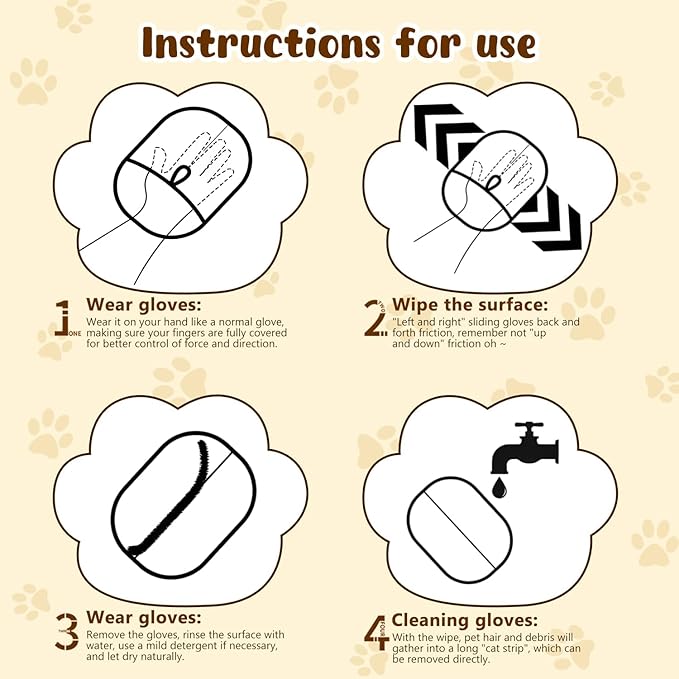 5Pcs Electrostatic Pet Hair Removal Glove for Dogs & Cats, Reusable Grooming Pet Hair Remover Tool for Couch, Carpet, Curtain-PurrikoPets