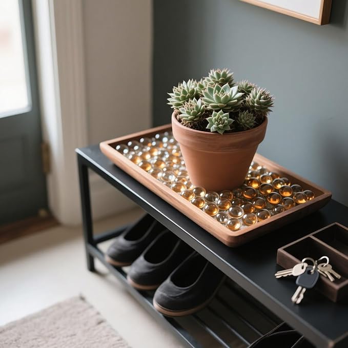 2.16LB Glass Beads Vase Filler Aquarium Gravel Decor Flat Glass Marbles Gems Pebbles Fish Tank Rocks Home Decorative Art Craft - Champagne-PurrikoPets