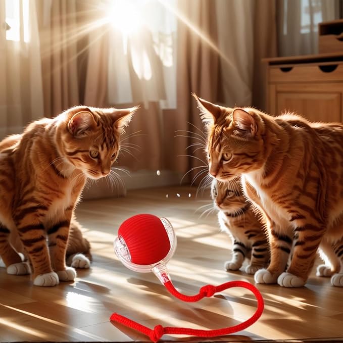 Electric Cat Toy - Automatic Rolling cat Toy with Motion sensors, Designed for Indoor Cats, Suitable for Solo Play (USB Rechargeable) (Greener)-PurrikoPets