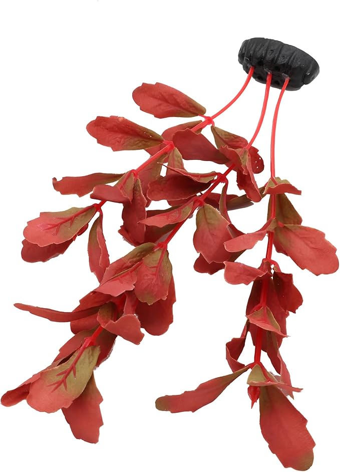 2-Pack 12 Inch Aquarium Silk Aquarium Plants, Artificial Plastic Plant for Small Tank, Goldfish, Fish Hides (Red, 12 Inch)-PurrikoPets