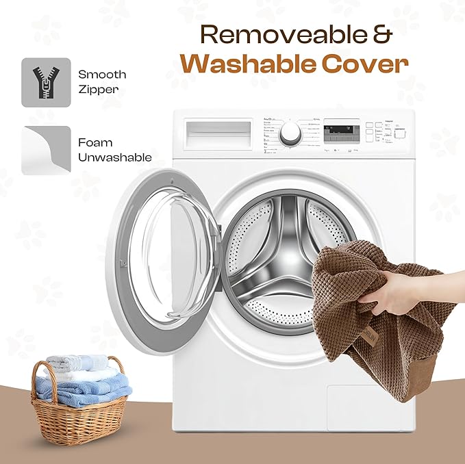 Dog Stairs for High Beds Up to 26-30", 5-Step Foam Pet Ramp with Washable Cover, Gentle Slope Steps, Bed & Couch Ladder for Small Medium Dogs & Senior Cat, Puppy Stairs to Get on Tall Furniture-PurrikoPets