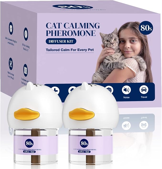 80S Cat Calming Diffuser Kit – Cat Pheromones Calming Liquid, Cat Pheromones Diffuser, 30 Days Continuous Stress & Anxiety Relief, Perfect for Multi-Cat Households, Fits All Common Diffuser Plug in-PurrikoPets