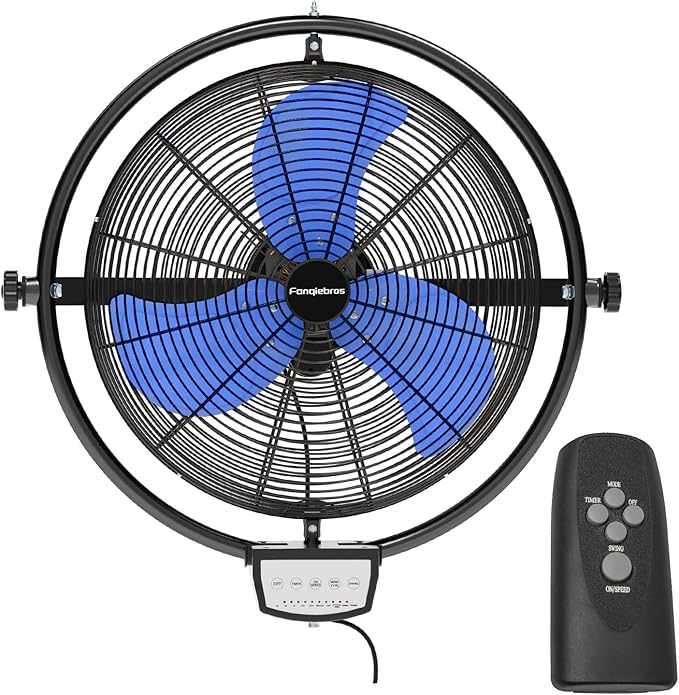 20 IN 5500 CFM Remote Control Wall Mount Fan, 3 Speed High Velocity Wall Fan with Timer, Oscillation & Tilting, Air Circulator for Garage, Commercial, Greenhouse, Warehouse & Gazebo Use, UL Listed-PurrikoPets