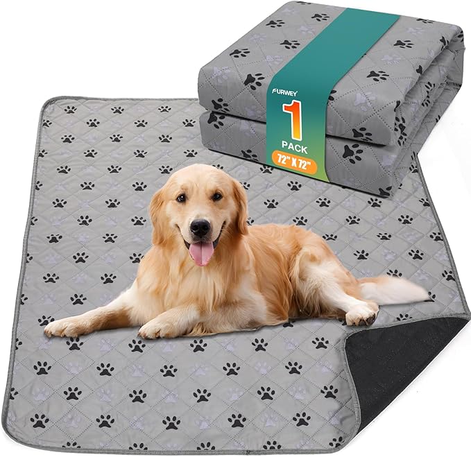 1 Pack Extra Large 72"X72" Washable Pee Pads for Dogs Super Absorbent Dog Training Pads Non-Slip Waterproof Pet Training Pads Mats Whelping Pads for Dogs Cats Puppy-PurrikoPets
