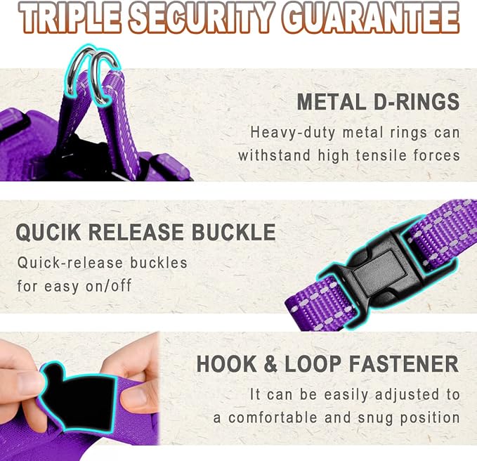 Dog Harness Step in Dog Vest Harness, Reflective Adjustable Puppy No Pull Harness Breathable Soft for Small and Medium Dogs Cats, Purple, S-PurrikoPets