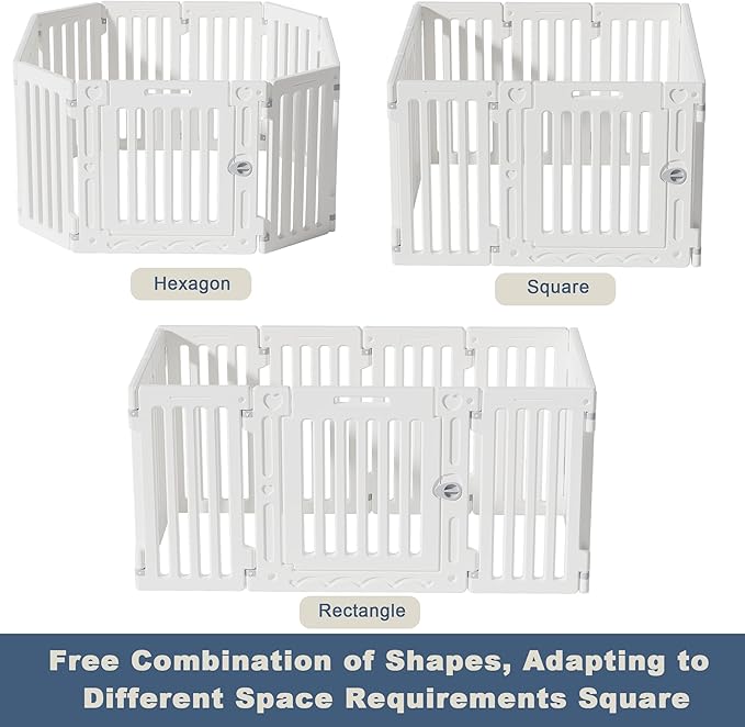 Dog Playpen with Door, DIY Shape Combination Puppy Pen,25.5" H 10-Panel Dog Fence,Non-Slip & Secure Pet Gate, Easy to Assemble-PurrikoPets
