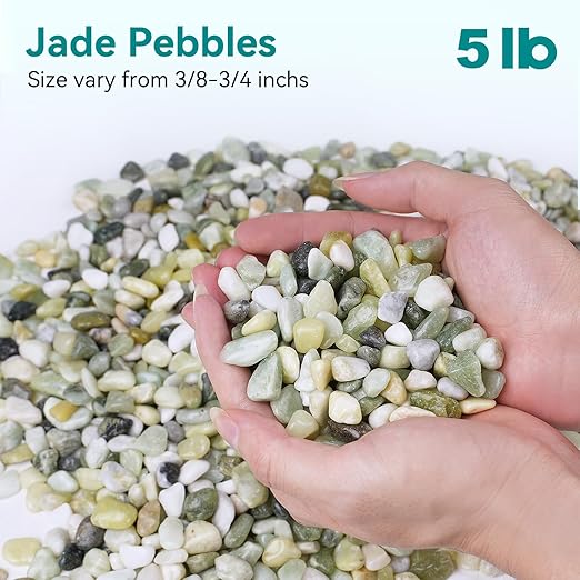5 lbs Jade Pebbles for Indoor Plants, 3/8" Plant Rocks for Pots Indoor, Decorative Small Stones for Plants, Bamboo,Vase, Succulent, Highly Polished Small River Rocks-PurrikoPets