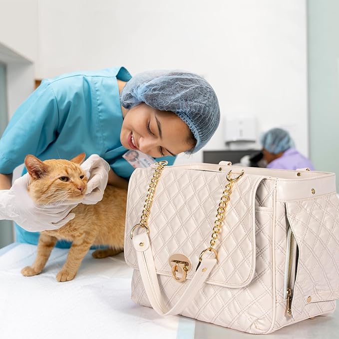 Fashion Pet Carrier Dogs Cat Small Animals Purse Bag, Leather Pet Carriers Dog Puppy Kitten Tote Travel Handbag TSA Airline-Approved-PurrikoPets