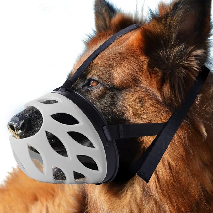 Dog Muzzle, Breathable Basket Muzzles for Small, Medium, Large and X-Large Dogs, Prevent Barking, Biting, Chewing Dog Mouth Cover Gray-PurrikoPets