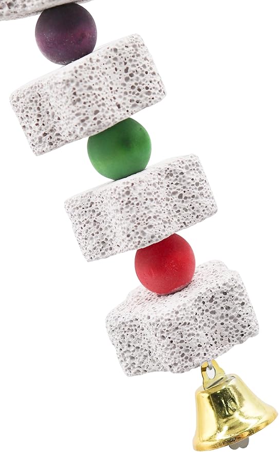 2 Pack 27 Inches Extra Long Bird Chewing Toy, Parrot Beak Grinding Calcium Stone with Bells, Bird Cage Accessories, Cage Toys for Cockatiel Parakeet Parrot Budgies Rat Hamster Rabbit African Grey-PurrikoPets