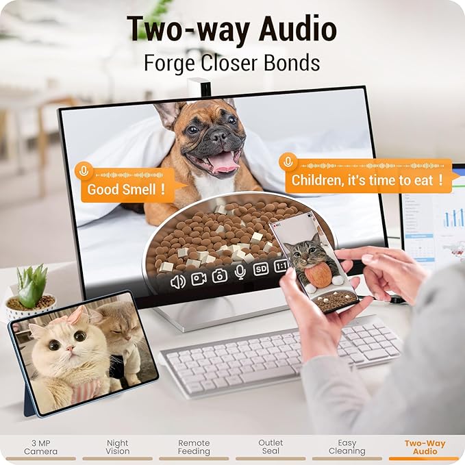 5L Automatic Cat Feeder with 2K HD Camera: 5G WiFi Automatic Dog Feeder with Night Vision,Cat Food Dispenser with Freshness for Multiple Pets,Detachable for Easy Clean-21 Cup (Sealed Outlet)-PurrikoPets