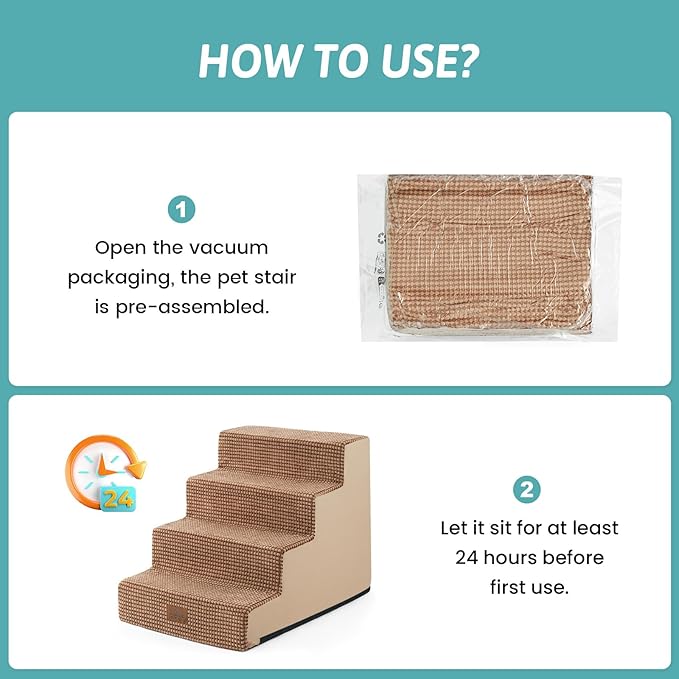 Dog Stairs for Small Dogs, 4 Tier Wider Pet Stairs for Couch and Beds, 17.7" H Non-Slip Dog Steps for Old Cats, Puppy, Small Medium Dogs, 17.7x23.6x17.7 inch, Light Brown-PurrikoPets