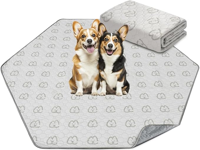 FXW Washable Pee Pads for Dogs, Puppy Pads with Super Absorbent, Specifically Designed for FXW Rollick/Homeplus 24inch 6 Panels Dog Playpen, 31" Hexagon, Khaki, 1 Pack-PurrikoPets