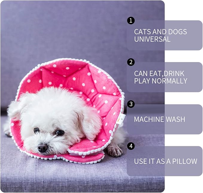 Adjustable Dog Cat Cone,Soft Recovery Cat Cone Collar,Dog Protective Collar for Cats and Puppy Surgery,Pink,Small-PurrikoPets