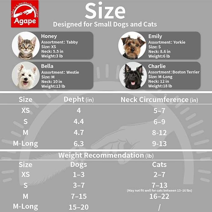 Agape Soft Cone for Cats & Small Dogs, Comfy Pet Cone to Stop Licking, Adjustable Cat E Collar Alternative After Surgery, Protective Elizabethan Collar for Pup & Kitty, Water Repellent Recovery Cone-PurrikoPets