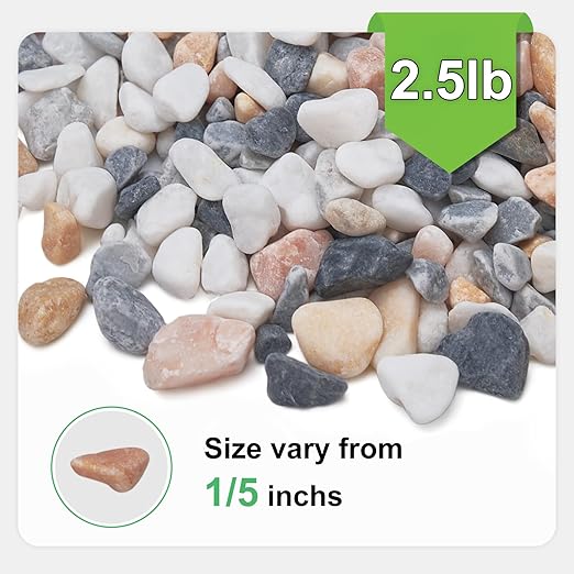 2.5 lbs Small Rocks for Plants, 1/5 Inch Pebbles for Indoor Plants, Natural Decorative Pea Gravel for Aquarium, Fish Tank, Terrarium, Succulents, Bamboo Plants, Vases, Cactus, Crafts-PurrikoPets