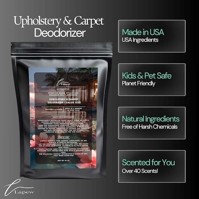 Goddess Carpet Freshener Powder Refill 36 oz | Powerful Odor Eliminator for Home | Upholstery Deodorizer | Carpet Deodorizer | Pet Urine | Cat Litter Box | Sweet Grace Fragrance-PurrikoPets