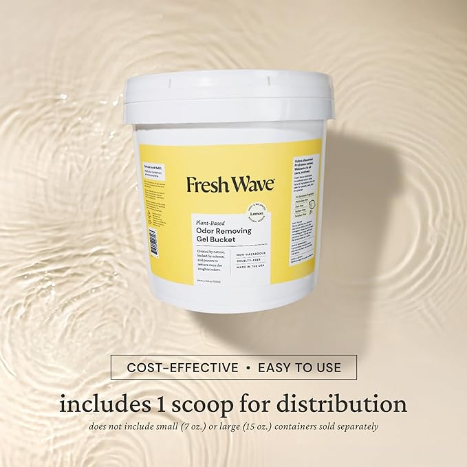 Fresh Wave Odor Removing Gel Bucket, 15.5 lb. (248 oz.) | Lemon Scent Refill | Odor Absorbers for Home | Safer Odor Relief | Natural Plant-Based Odor Eliminator | For Cooking, Trash & Pets-PurrikoPets