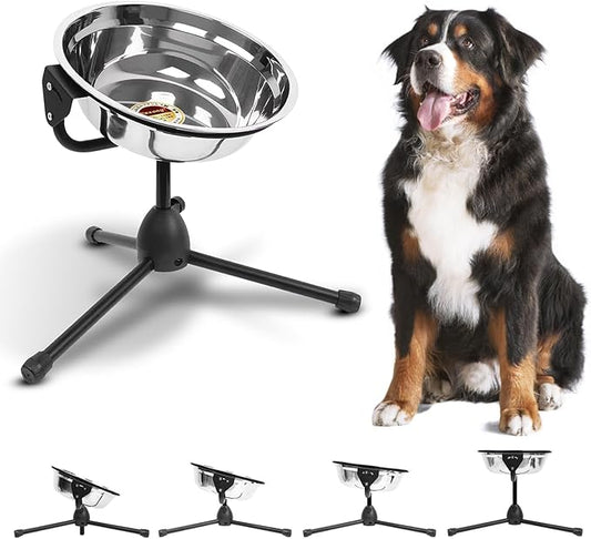 Elevated Dog Bowl with Adjustable Metal Stand,Extra Large Size for Dogs Heavier Than 100 lbs,1.24 Gal 4.7 Liter, Stainless Steel Dog Food Bowl Height Adjustable Non-Slip Raised Dog Bowl Set-PurrikoPets