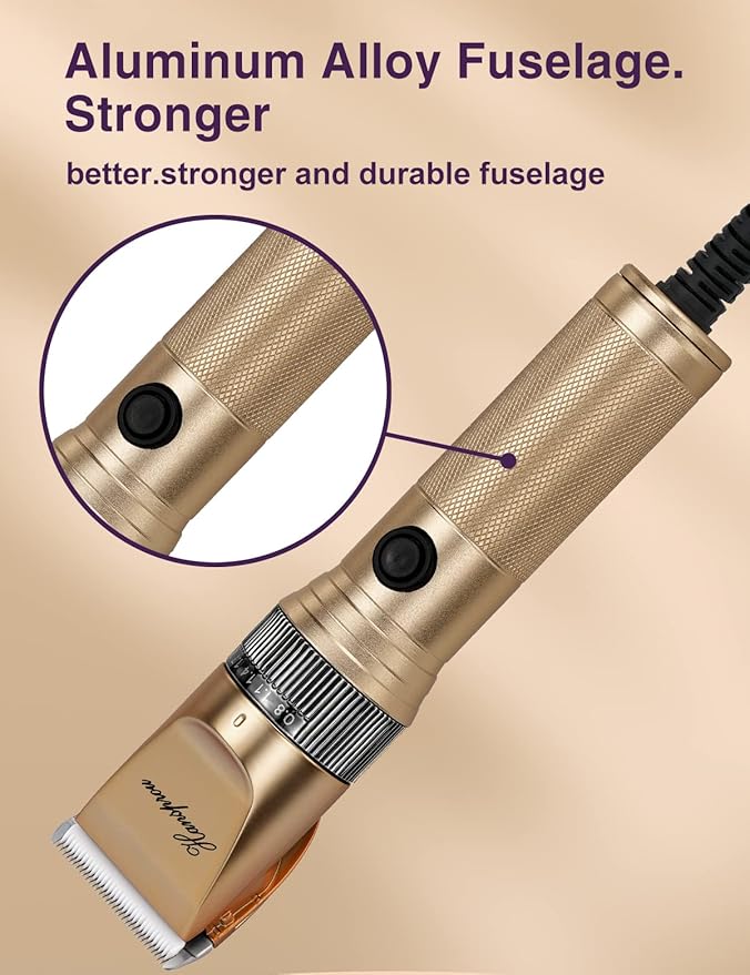 Dog Grooming Clippers, Professional Dog Clipper for Thick Coat 12V Plug-in Pet Trimmer High Power Pet Clippers Low Noise with Guard Combs Brush for Dogs Cats and Other Animal-PurrikoPets