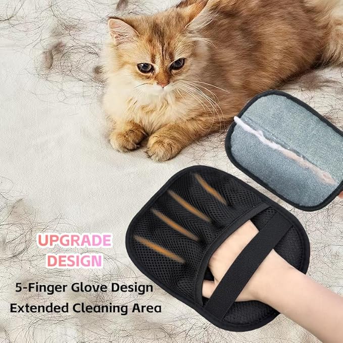 2 Packs Pet Hair Removal Glove,Pet Hair Remover for Cat & Dog,New Upgraded Electrostatic Gloves Pet Hair,Reusable Electro Static Pet Hair Remover Electrostatic Gloves for Furniture,Couch-PurrikoPets