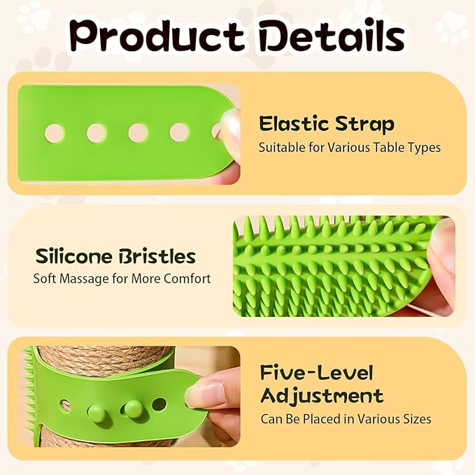 4PCS Cat Self-Groomer, Indoor Cat Brush, Adjustable Silicone Self-Cleaning Massage Tool for Dogs and Cats Scrubbing, Bathing, Massage, Hair Cleaning-PurrikoPets