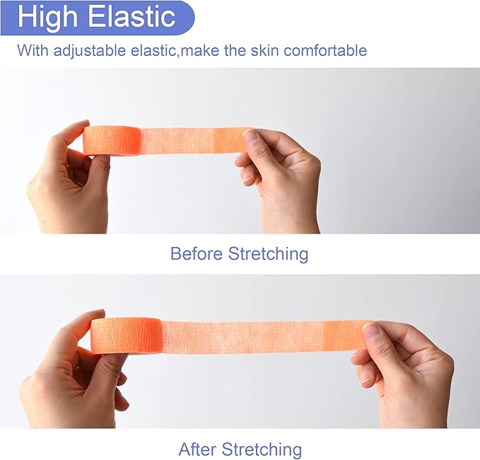 9 Pack 1" x 5 Yards Self Adhesive Bandage Wrap Self Stick Wrap for Ankle, Wrist, Finger, Sports, Breathable Cohesive Vet Tape for Pets (Light Orange)-PurrikoPets