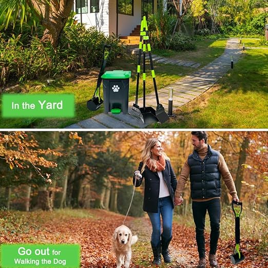 20L/5Gallon Dog Poop Trash Can Outside with Pooper Scooper & 50 Waste Bags- Outdoor Dog Poop Trash Can with Lid, Foot Pedal and Removable Inner Bin Waterproof and Odor Control-PurrikoPets