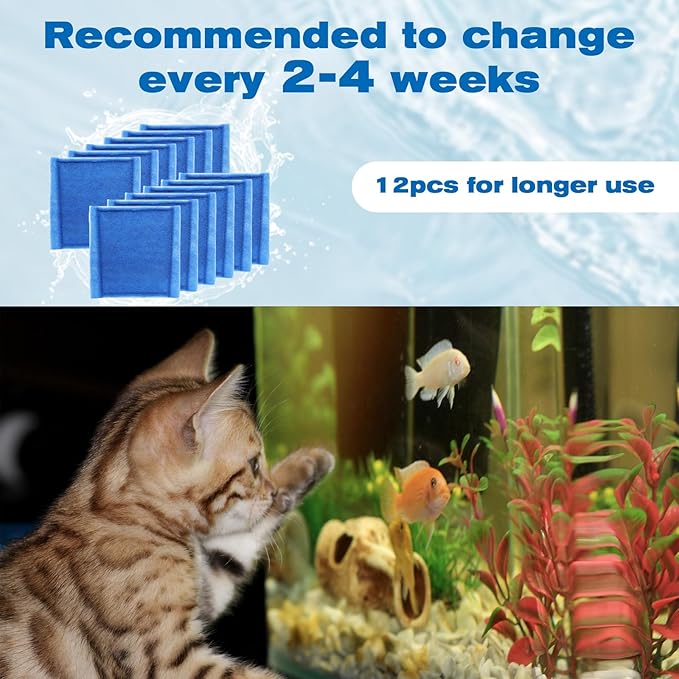 12 Pack Aquarium Filter Cartridges for Aqua-Tech 30-60/20-40 Gallon Fish Tank Power Filter Replacement, EZ-Change #3 Fish Filter Cartridge-PurrikoPets