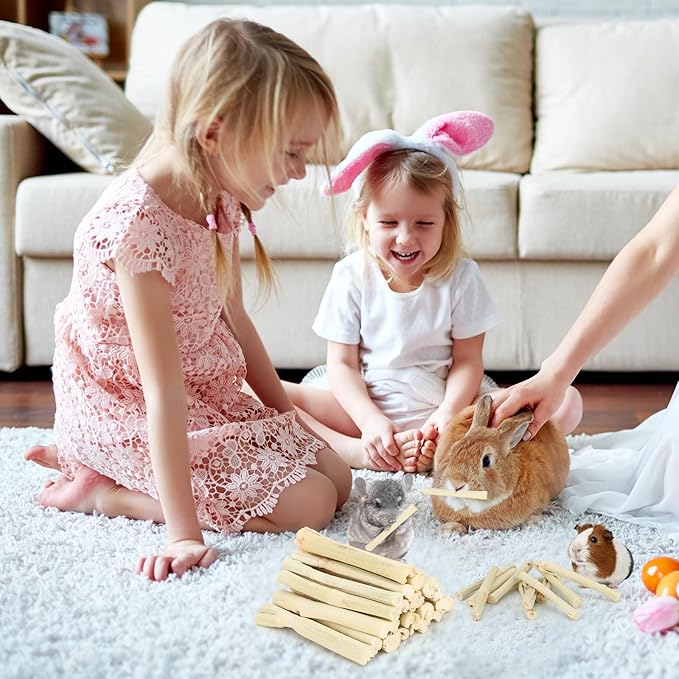 900g Sweet Bamboo Chew Sticks for Rabbits, Chinchilla Rabbit Toys Guinea Pig Chews Sticks, Natural Rabbit Bunny Molar Treats Snacks Toys for Chinchilla, Guinea Pig, Hamster Small Animals-PurrikoPets