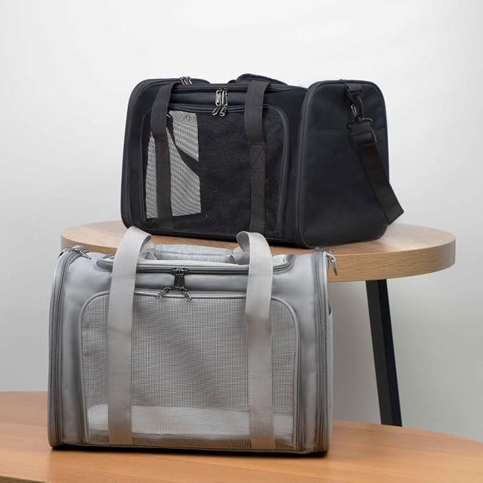 Airline Approved Soft Sided Pet Carrier for Small and Medium Dogs, Cats, and Puppies (Up to 15 lbs), Collapsible Portable Travel Bag for Dogs Cats (Black)-PurrikoPets