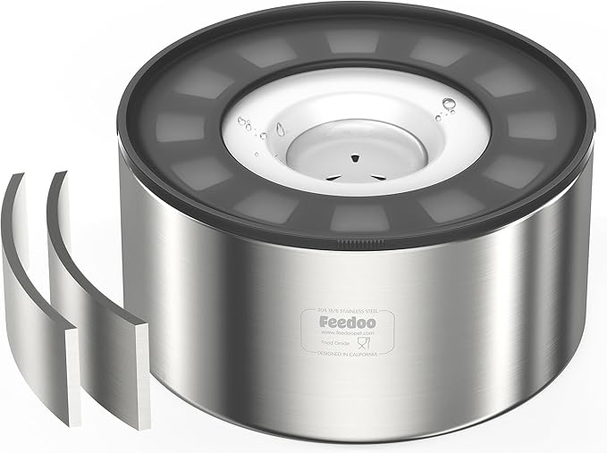 1Gallon No Spill Water Bowl for Dogs, Double-Wall Stainless Steel with Splash-Proof Paws Lid and Floating Disk, Non-Slip Base, Easy to Clean Slow Water Feeder for Large Medium Dogs-PurrikoPets