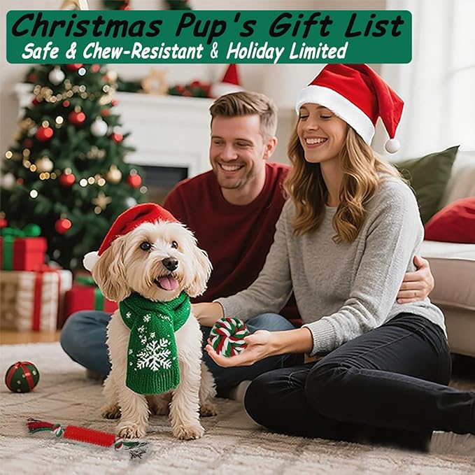 Dog Toys 15 Pack for Teeth Cleaning and Fun, Puppy Teething Chew Toys Tug Rope Squeaky Treat Balls & Rubber Tous Bulk– Variety Dog Gifts Set Reduce Anxiety & Save Furniture, Christmas-PurrikoPets