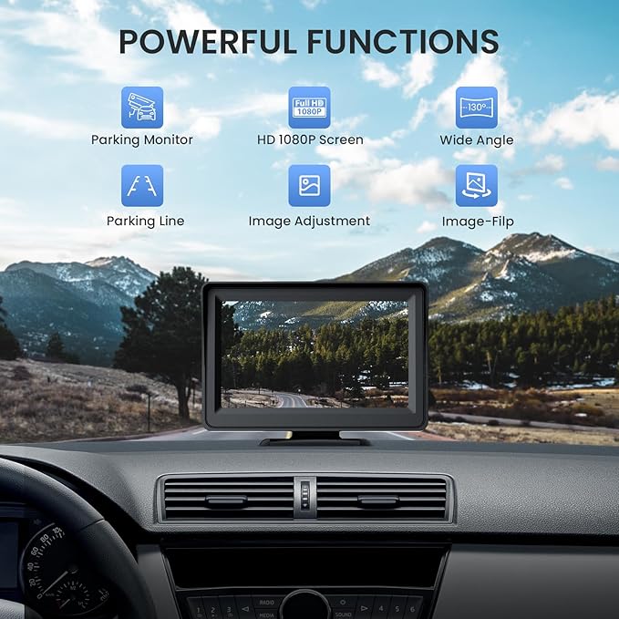 5'' HD 1080P Backup Camera, Backup Camera for Car, Reverse Rear Camera with Night Version 130° Wide Angle, Waterproof, Strong Signal for Car, Van, Truck, Trailer-PurrikoPets