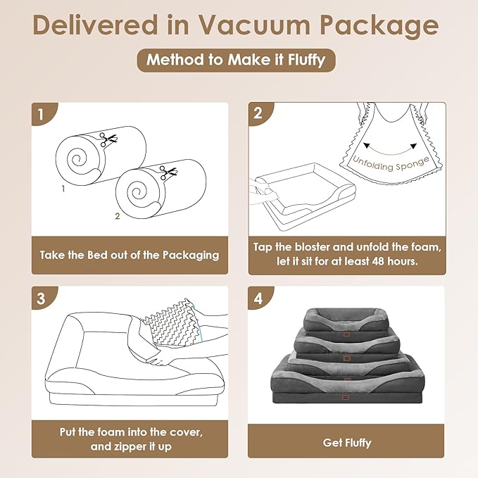 EHEYCIGA Memory Foam Dog Bed for Medium Size, Orthopedic Dog Sofa with Sides and Waterproof Liner, Washable Bolster Pet Couch with Removable Cover, 35x22x6.5 Inch, Grey-PurrikoPets