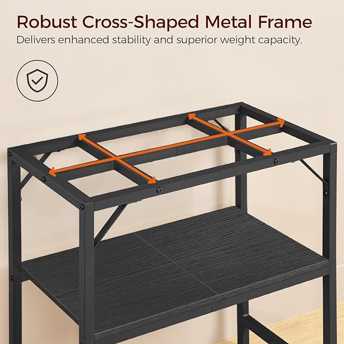 30 Gallon Fish Tank Stand, Aquarium Stand with 2-Tier Storage Shelves, Heavy Duty Breeder Turtle Terrarium Stand Rack for Home Office, 30.0" L x 11.8" W x 24.4" H, Black FTBK3001-PurrikoPets