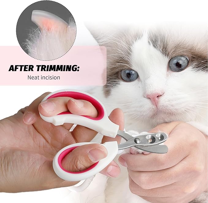 2 PCS Bearded Dragon Nail Clippers, Cat Nail Trimmer, Stainless Steel Cat Claw Clippers, with (White + Pink) Files * 2, Suitable for Reptiles, Novice Pet Families (Orange + Rose Red)-PurrikoPets