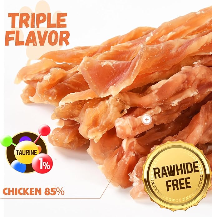 Dog Treats Chicken Jerky Strips for Dogs, Natural Healthy Dog Jekry with Taurine, Real Chicken Twists High Protain Low Fat, Training Rewards Treats for Small Medium Large Dogs 10.6 oz-PurrikoPets