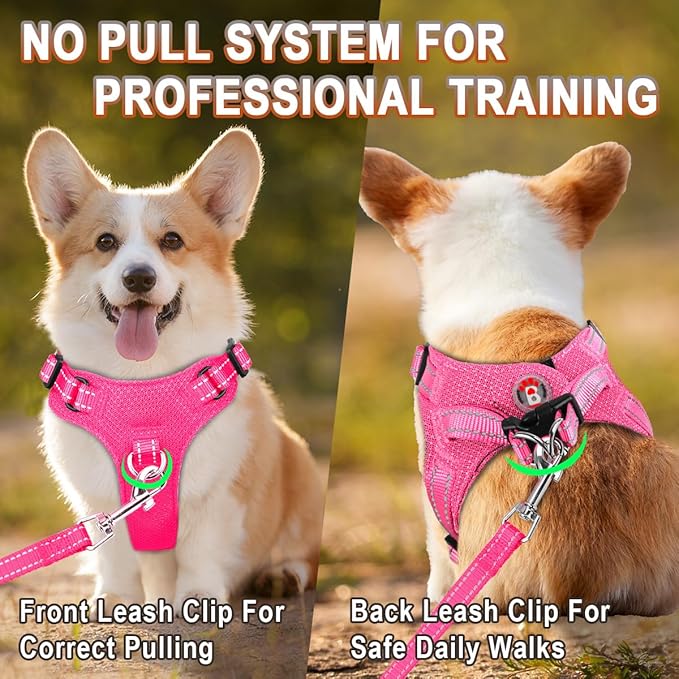 Dog Harness Step in Dog Vest Harness, Reflective Adjustable Puppy No Pull Harness Breathable Soft for Small and Medium Dogs Cats, Pink, XS-PurrikoPets