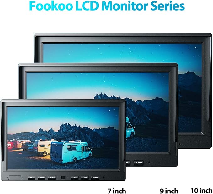 Fookoo Ⅱ 10" 1080P Wired Backup Camera System,10-inch HD Dual Split Screen Monitor with Recording IP69 Waterproof Rear View Camera Parking Lines Supports Up to 2 Cameras for Truck/Trailer/RV(DY101)-PurrikoPets