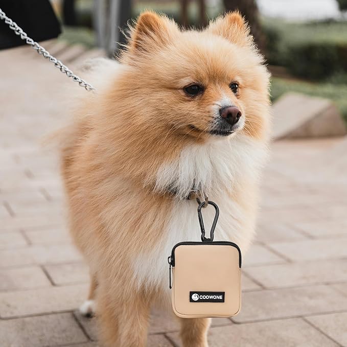 Dog Treat Pouch 2 PCS, Waterproof Small Dog Treat Bag for Leash, Hands Free Puppy Walking Bag with Carabiner, Pet Poop Bag Holder for Pet Puppy Travel or Outdoor Use, Zipper Closure to Avoid Spilling-PurrikoPets