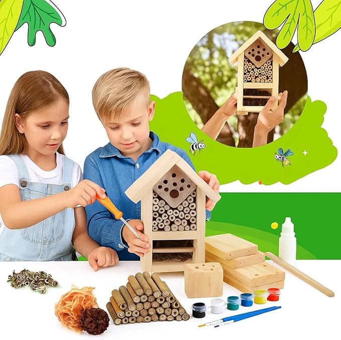 2 PK Premium Bug Hotel Kit Cedar Wood Insect Hotel - DIY Insect House Kit to Build - Backyard Bee House, Nesting Habitat Shelters, Garden Shelter for Bees, Butterflies, Bugs,Heavy Duty Thickness-PurrikoPets