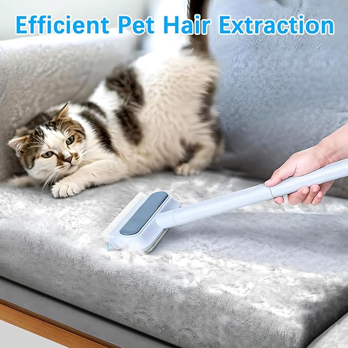 4 in 1 Pet Hair Removal Tool, Multifunctional Pet Hair Remover, Cat and Dog Hair Remover Brush Reusable with 23in Long Handle for Furniture, Couch, Carpet, Clothes-PurrikoPets