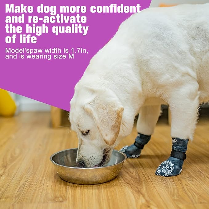 EXPAWLORER Anti Slip Dog Socks to Prevent Licking Paws, Dog Shoes for Hot Pavement, Dog Booties for Small Medium Large Senior Dogs, Traction Control Dog Boots & Paw Protectors for Hardwood Floors-PurrikoPets