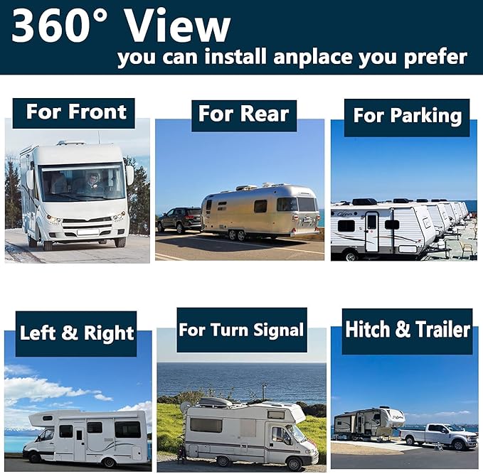 128GB DVR Dash cam Audio 10.1 inch 1080P Backup Camera Monitor & Built-in Recorder for RV Truck Trailer Rear Side Front Reversing View Wired System 4 Split Large Screen Waterproof Avoid Blind Spot-PurrikoPets